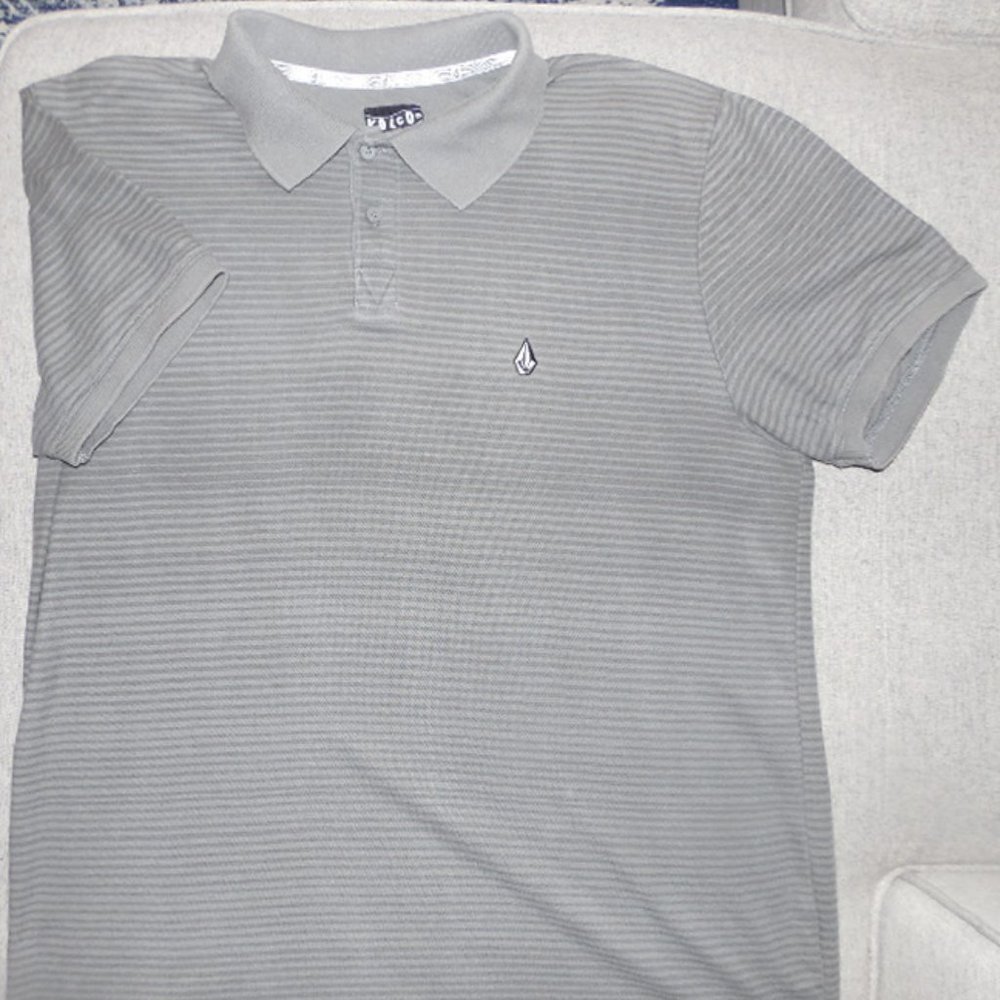 Volcom Gray Stripe Short Sleeve Polo Shirt XL